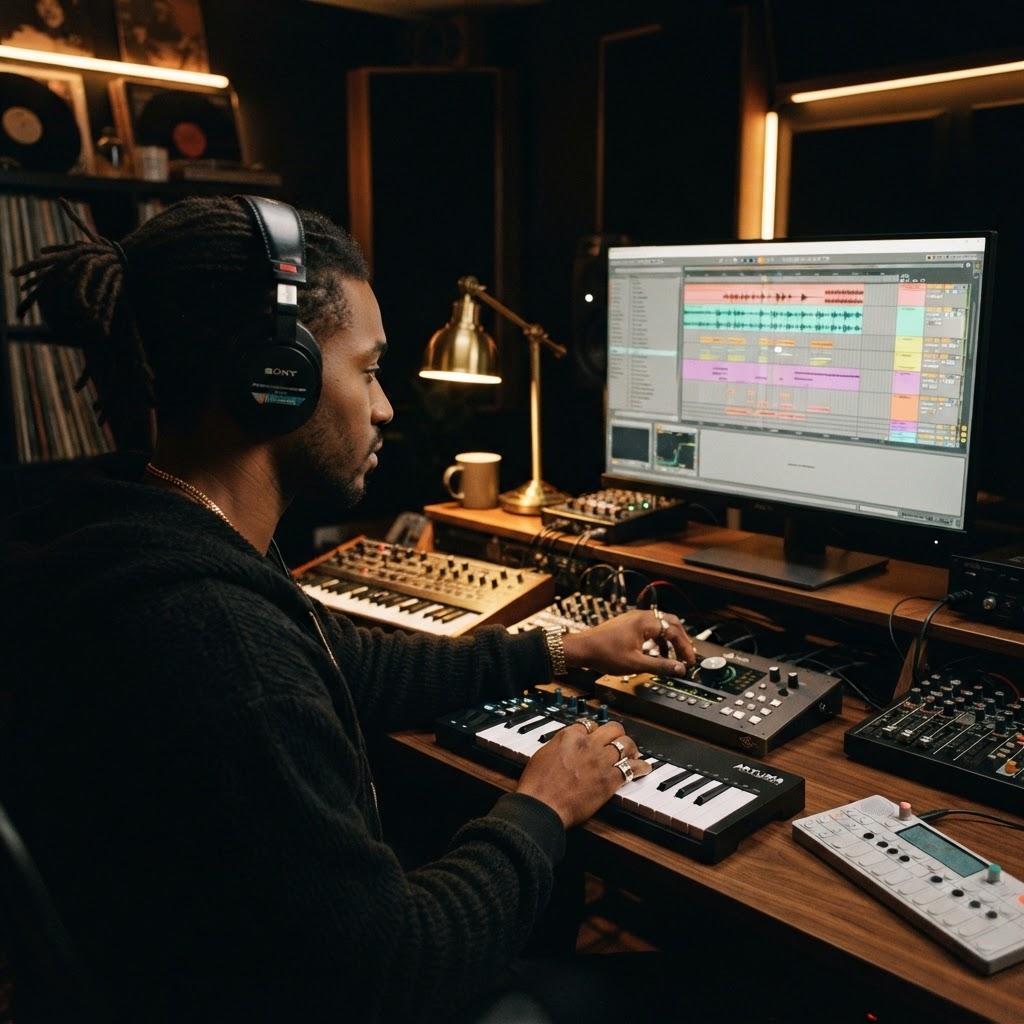 Produtor fazendo um beat no Ableton