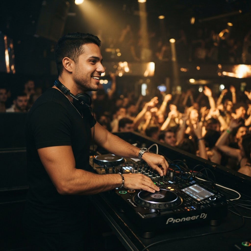 DJ tocando para o público