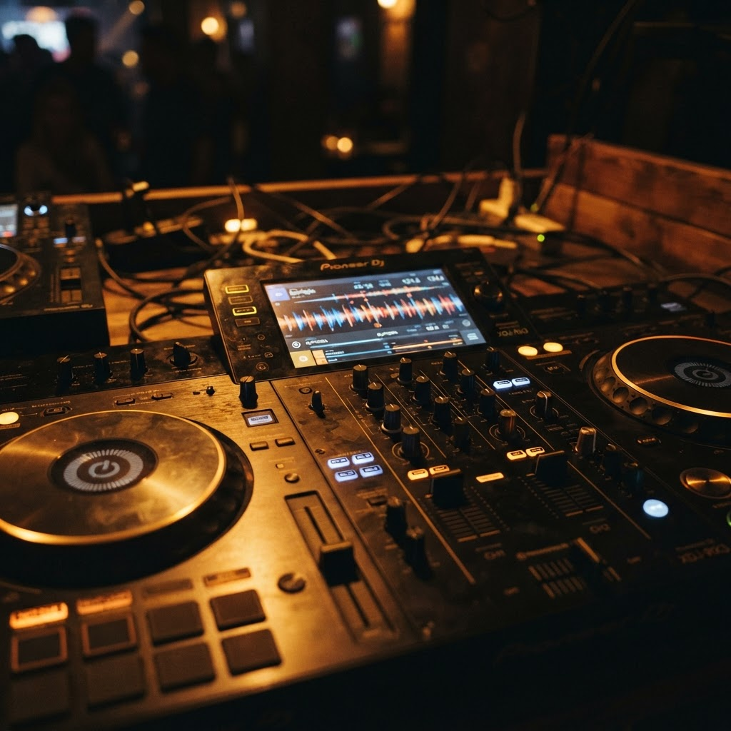 Detalhe de uma controladora Pioneer XDJ-RX3